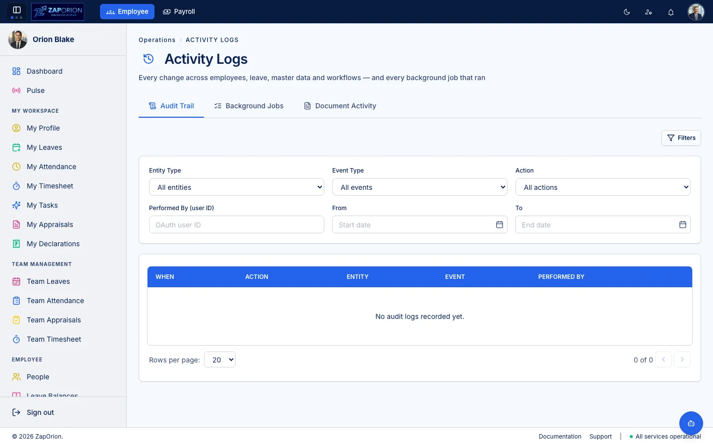 Activity logs