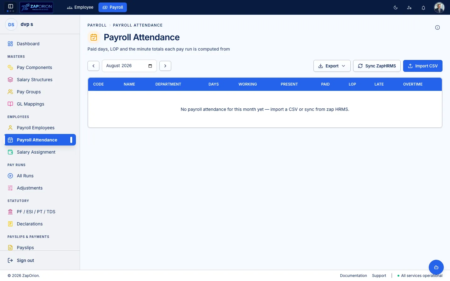 Payroll attendance