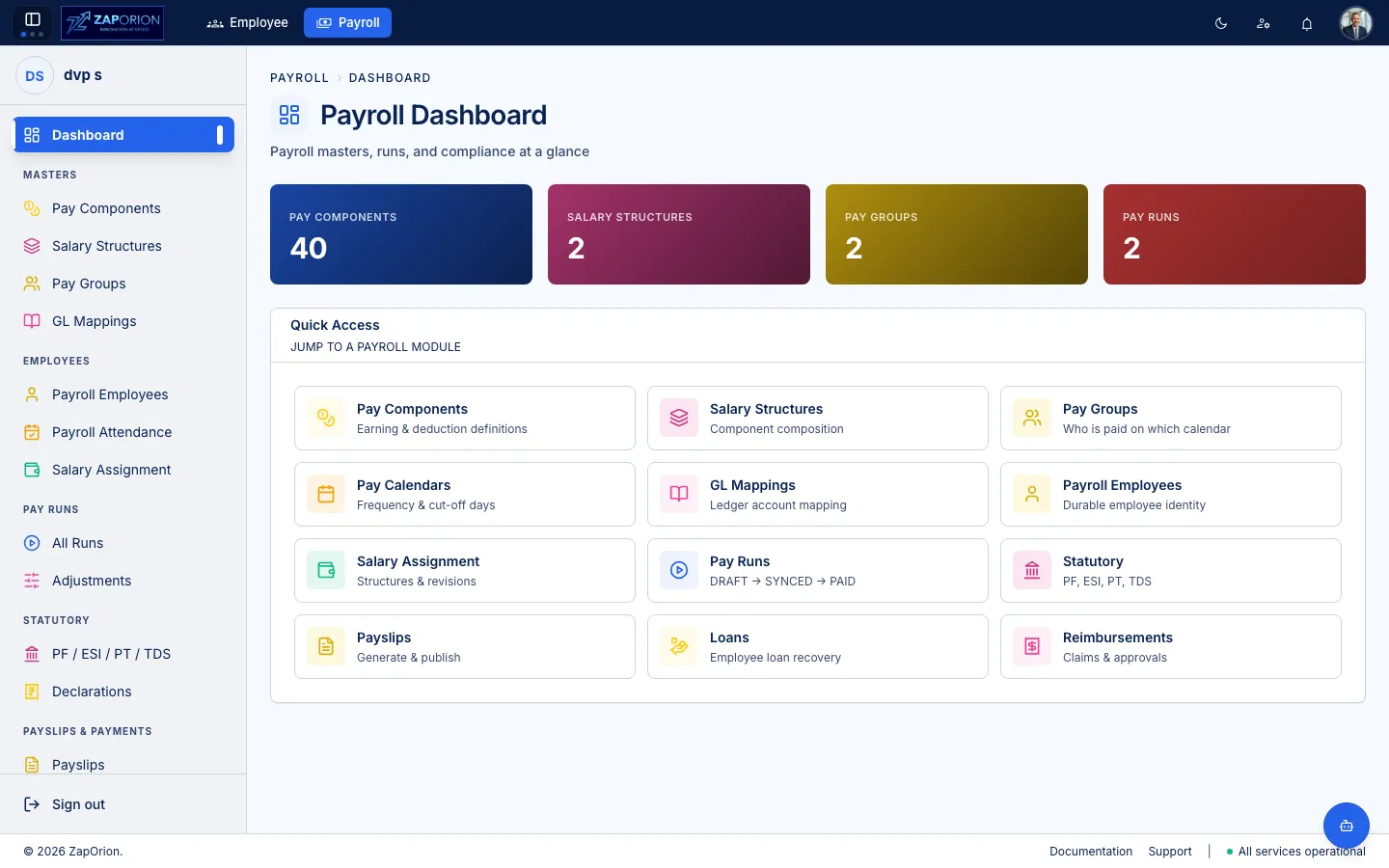 Payroll dashboard